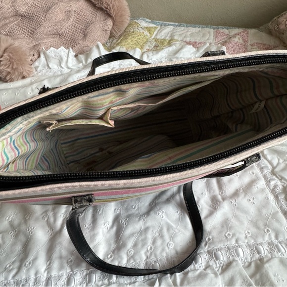 Y2K Vintage Kate Spade Striped Neapolitan Spring Tote Purse - Picture 6 of 10